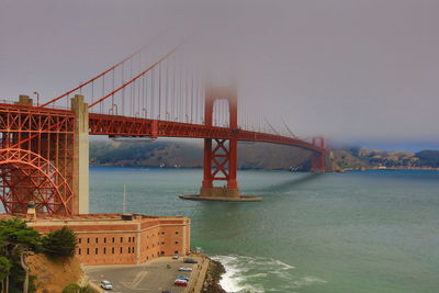 Suspension bridge over sea