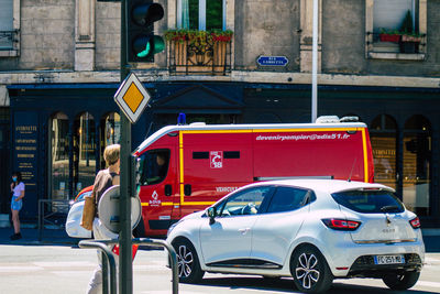 Cars on street in city