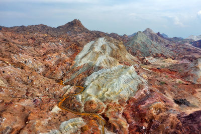 Rock formations on landscape against sky