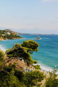 Scenic view of sea against clear sky