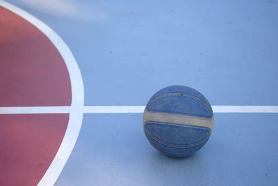 High angle view of basketball court