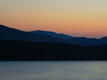Scenic view of mountains at sunset