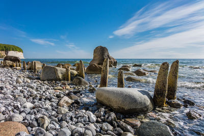 Scenic view of baltic sea against sky during sunny day