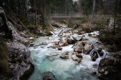 River flowing through rocks in forest