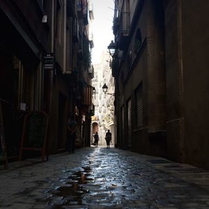 Narrow alley along buildings