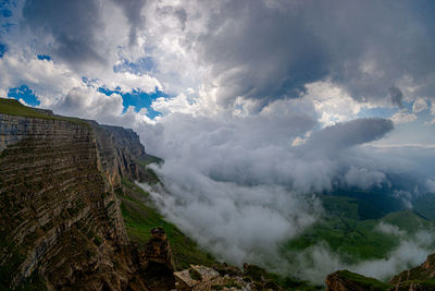 Panoramic view of landscape against cloudy sky