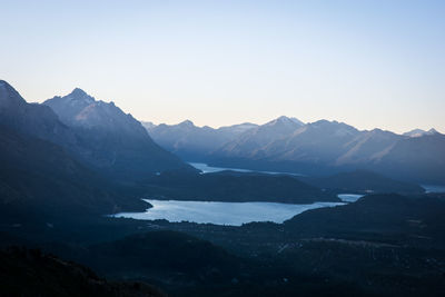 Scenic view of mountains against clear sky