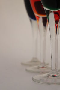 Close-up of wineglass against white background