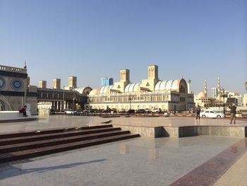 View of buildings against clear sky