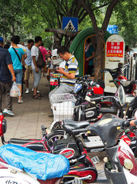 People on street in city