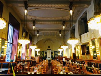 Interior of illuminated building