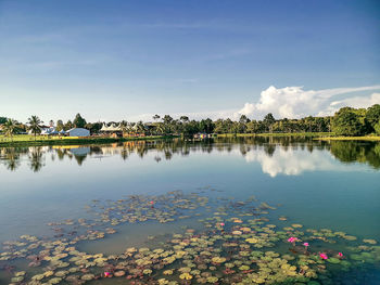 Scenic view of darulaman lake against sky