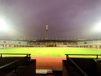 View of city at night