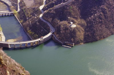 High angle view of bridge over river