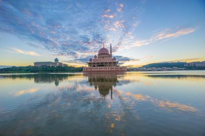 Reflection of buildings in water