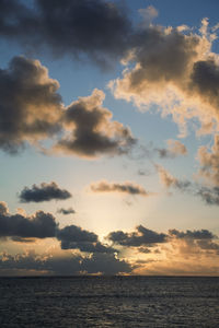 Scenic view of sea against dramatic sky