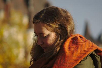 Close-up of beautiful young woman