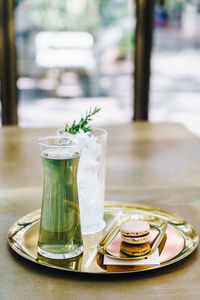 Close-up of drink in glass on table