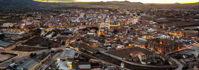 High angle view of buildings in city