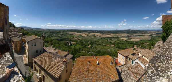 Montepulciano, tuscany, italy.august 2021. from the pointview a large panoramic photo amazes us .