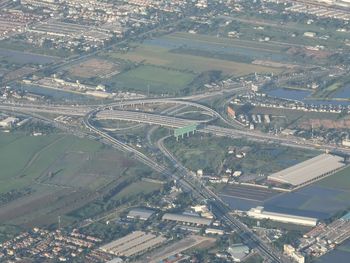 Aerial view of city and buildings