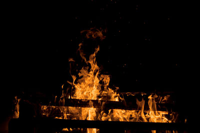 Bonfire against black background