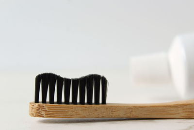 Close-up of toothbrush against white background