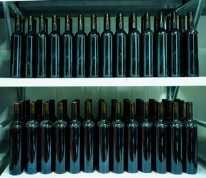 Full frame shot of wine bottles