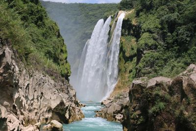 Scenic view of waterfall