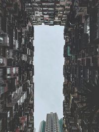 Directly below shot of buildings against sky