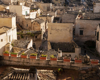 High angle view of buildings in town