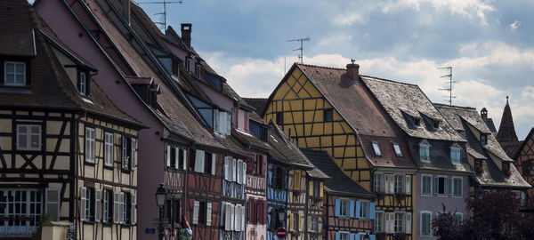 Low angle view of buildings in town