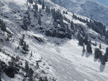 Scenic view of snow covered mountains