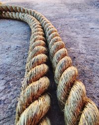 High angle view of rope tied