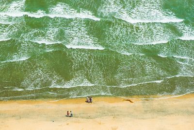 High angle view of people on beach