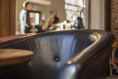 Empty armchair in a coffee shop 