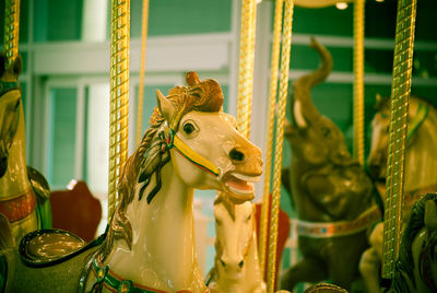 Close-up of carousel in amusement park