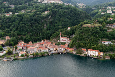 High angle view of buildings in city