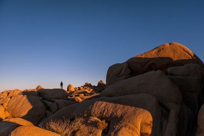 Man standing on rocks in joshua tree national park