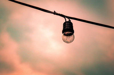 Low angle view of a light bulb