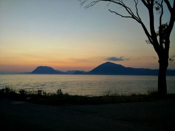 Scenic view of mountains at sunset