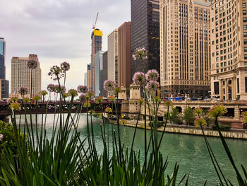 Modern buildings against sky in city