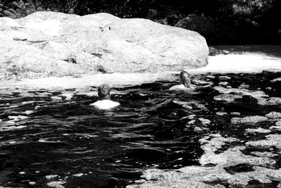 Water flowing through rocks