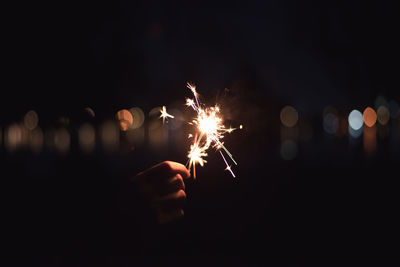 Firework display at night