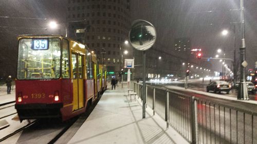 Railroad tracks in city