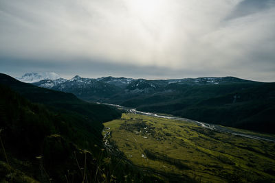 Scenic view of mountains against sky