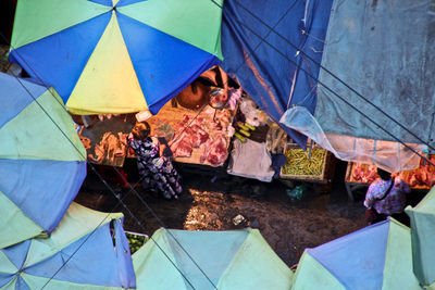 High angle view of tent
