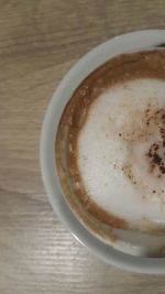 Directly above shot of cappuccino on table