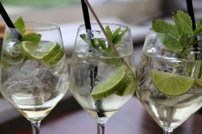 Close-up of hugo cocktail in glass