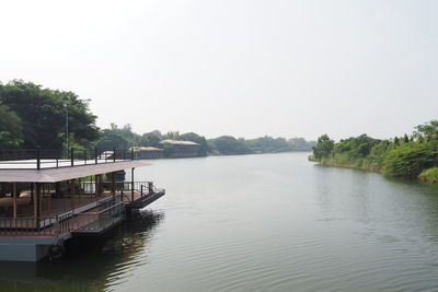 Scenic view of lake against clear sky